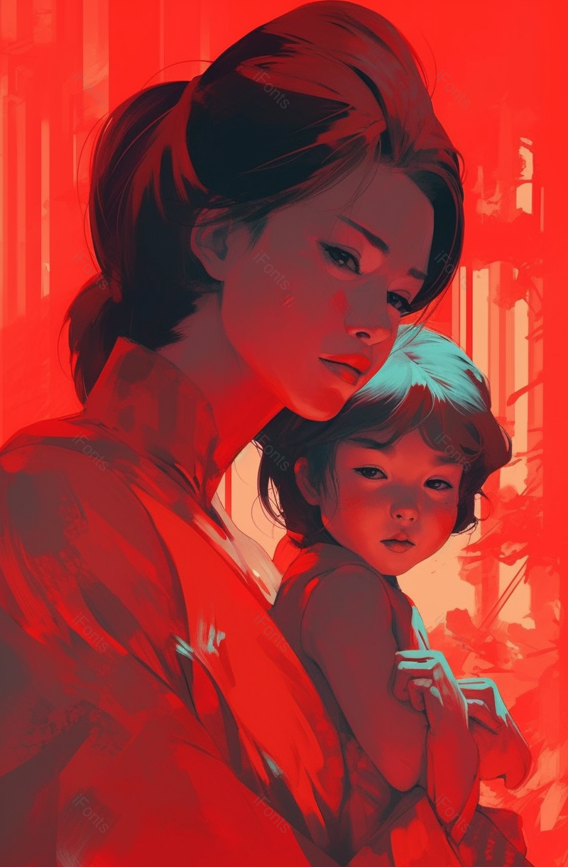 红色系氛围感手绘母亲节海报背景图,插画/手绘图,插画/手绘图库,插画/手绘图下载,插画/手绘